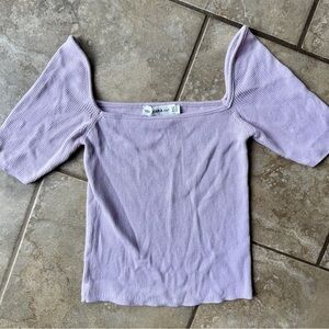 Zara Lavender Ribbed Knit Top